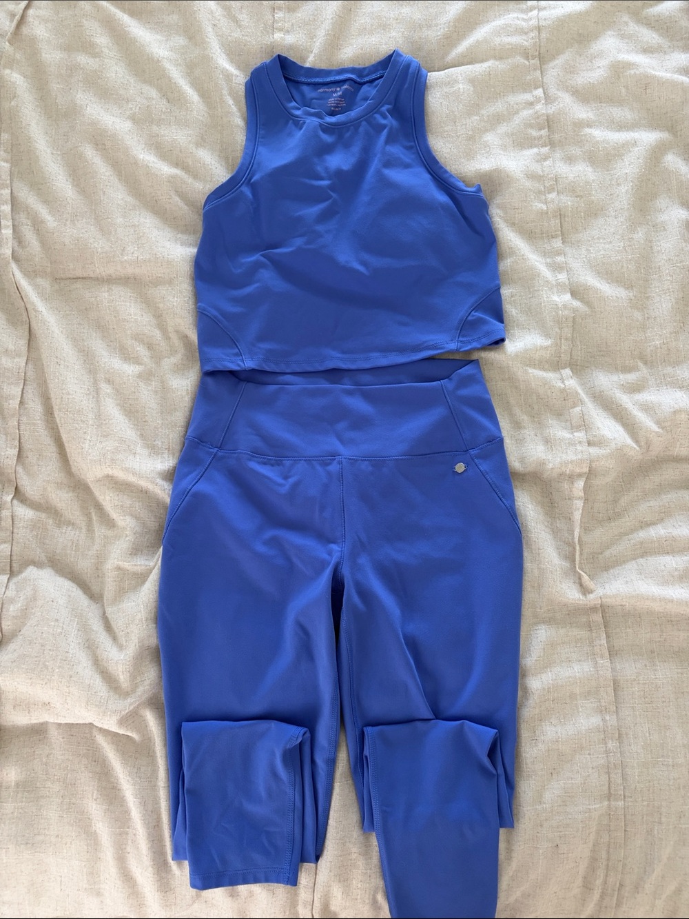 Blue Harmony Balance Matching Workout Set- Tank Top & Leggings Medium